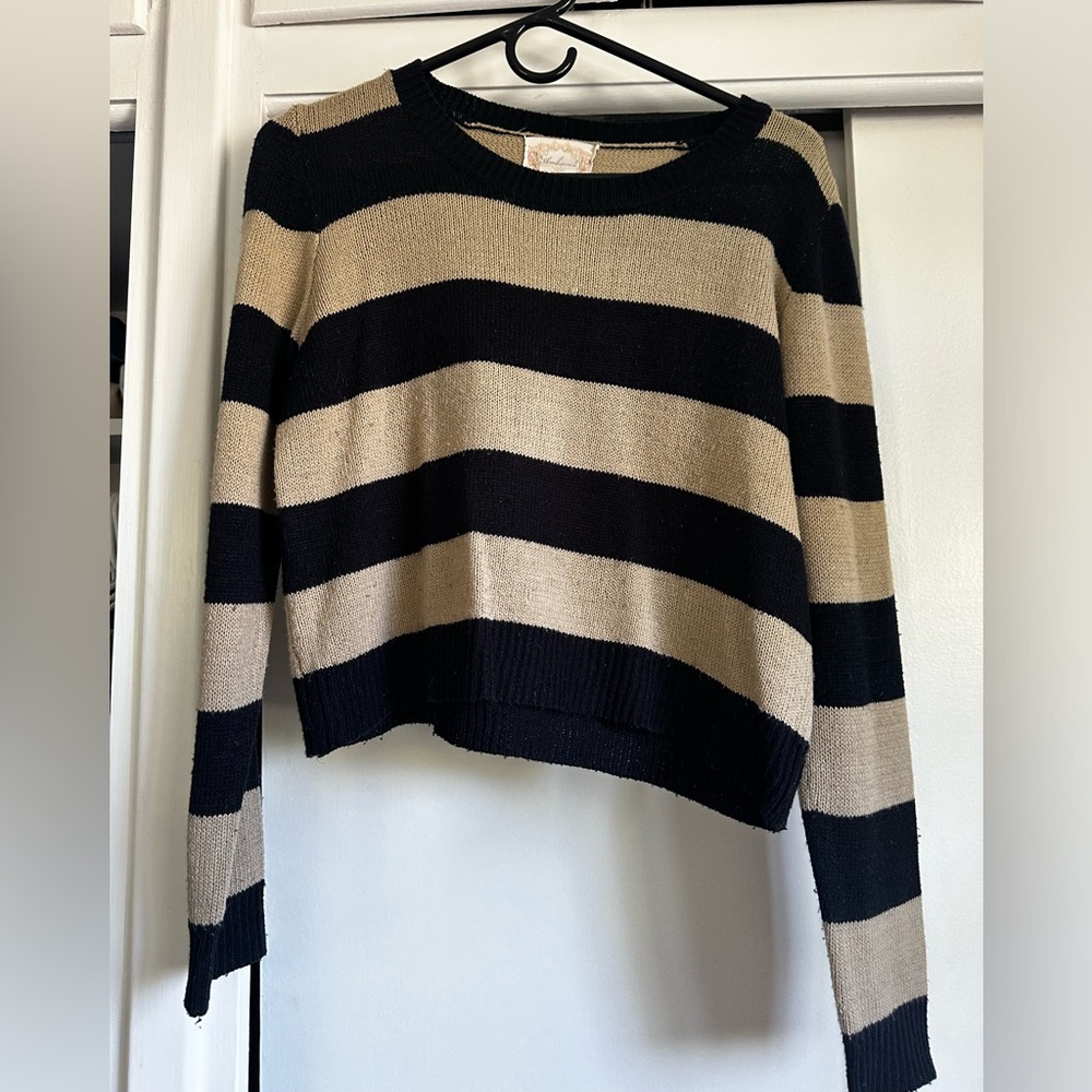 Striped loose cropped sweater